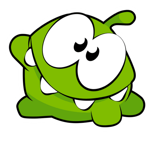 A sticker of the main character from Cut the Rope, Om-Nom